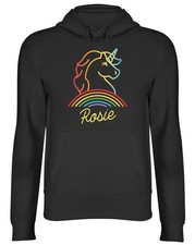 Personalised Unicorn Rainbow Hoodie Mens Womens Any Name Top Gift