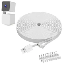 2 Pack 30FT Power Extension Cable Compatible with WYZE Cam Pan V3, 90 White 