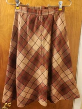 Pea Pod Skirt Women's Brown Plaid Size 5 Vintage Wool Blend Career Office