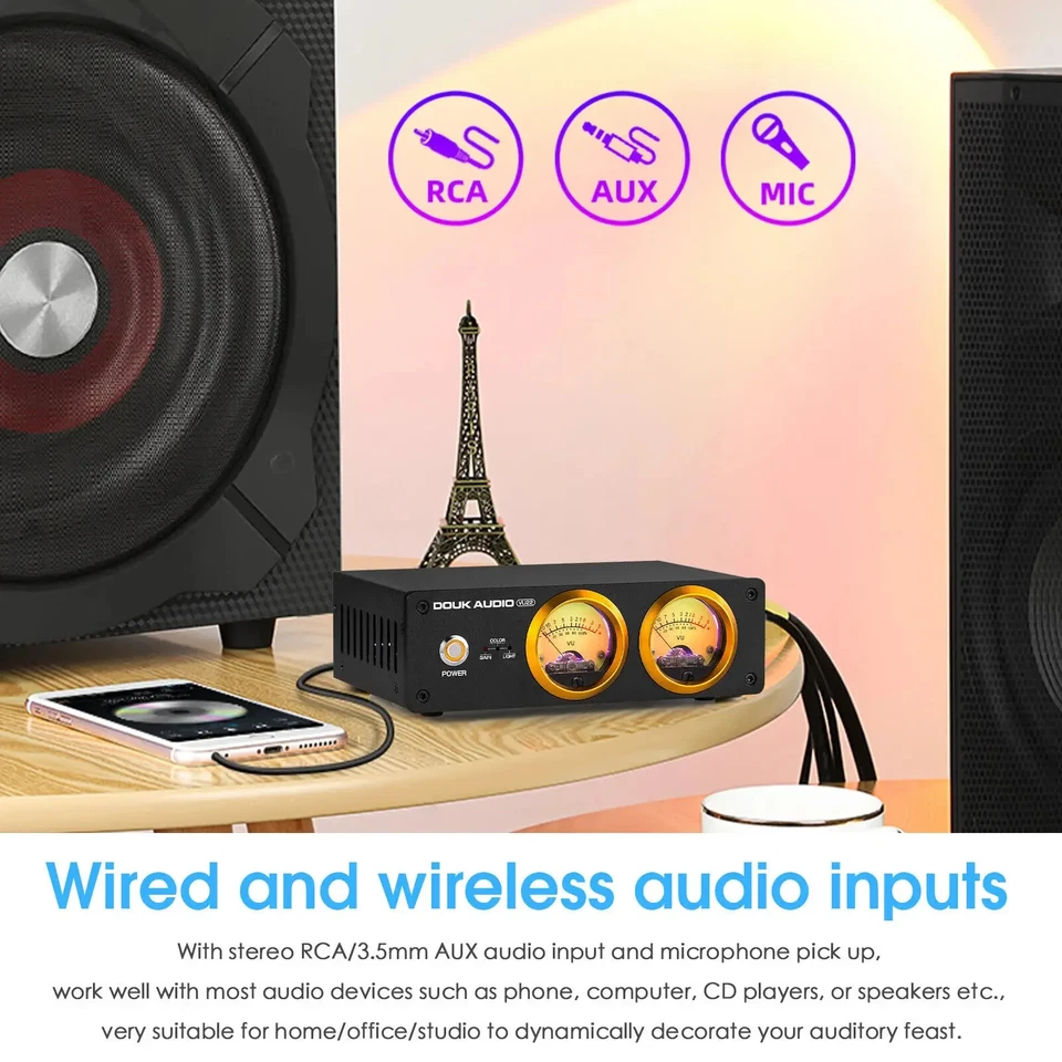 Micrófono Doble + Pantalla Medidor VU Analógico LINE para Amplificador Nivel de Sonido Panel DB Foto 3 de 4