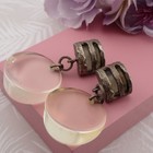 VTG Chunky Ice 70's Antiqued Silver Tone Caged Dangle Clear Lucite Clip Earrings
