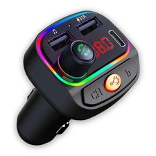 Car Bluetooth Device for Music System, FM Transmitter with QC 3.0 Dual USB Fast