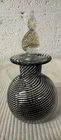 Stunning Murano Cenedese Black & White Swirl Glass Perfume Bottle W/Stopper