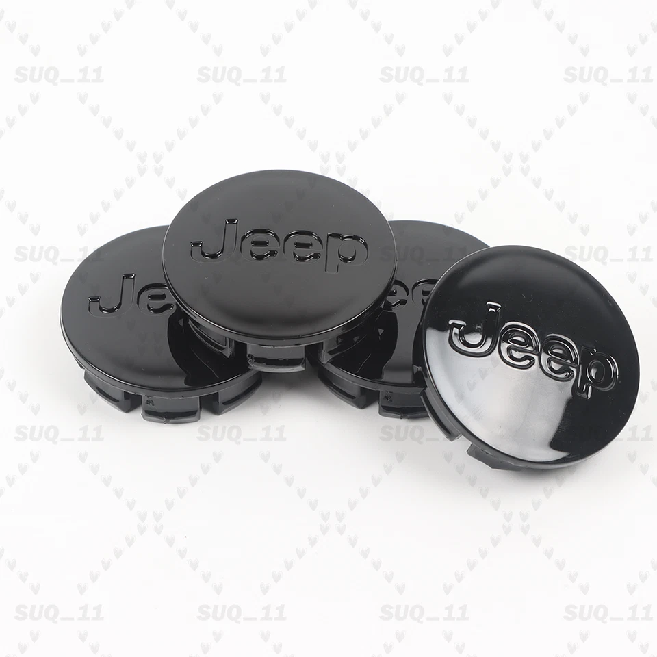 4x 55MM Gloss Black Wheel Hub Center Caps For 2002-11 Cherokee Wrangler 	Liberty Foto 2 de 2