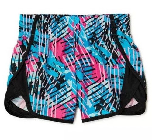 Athletic Works Girls Running Shorts Black/Blue 10/12 Stretch Lined 2 Pair Set - Picture 2 of 13