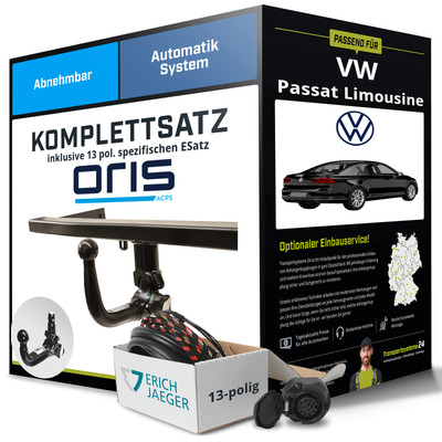 Anhängerkupplung ORIS abnehmbar für VW Passat Limousine +E-Satz EC 94/20