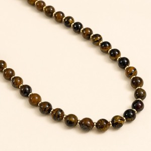 Authentic Tiger Eye Beaded Necklace with Gold Plated Sterling Silver Spacers