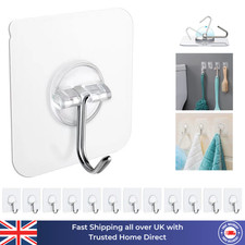 Strong Self Adhesive Hooks Heavy Duty Wall Seamless Sticky Transparent 1~100