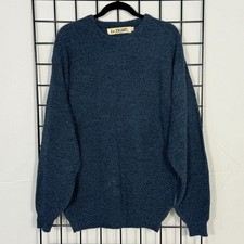 Vintage Le Tigre Sweater Mens Large Tall Blue Crewneck Knit Pullover USA Made
