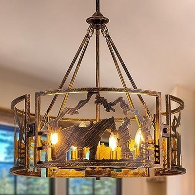 TOCHIC 6-Light Farmhouse Chandelier Bronze Western Cowboy 26'' Save 40% FREE SHIP