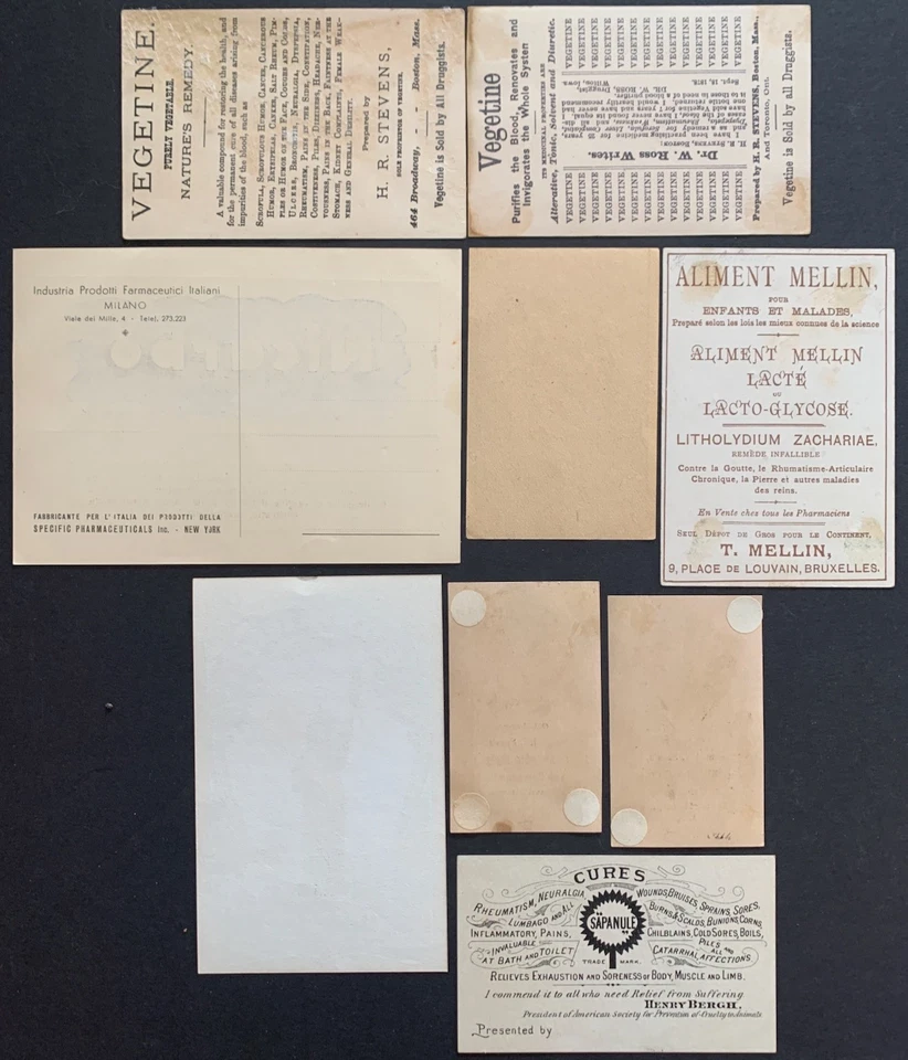 LOT of 9 Original Old Patent Household Medicine & Pharmacy Trade Cards & Labels - Image 2 of 4