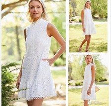 Eliza J Women's Sleeveless Embroidered Eyelet Mock neck Dress Size 12 FLAWLESS