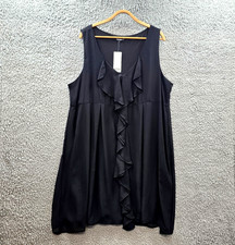 New Moda Womens A-line Dress Plus Size 20 Black Sleeveless V-Neck Ruffles