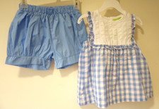 NWT Classic Whimsy Blue Check Bib Shorts Outfit Girl's Size 6