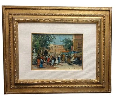 Francesco di Marino Naples 1892/1954 Oil on Panel Market Scene