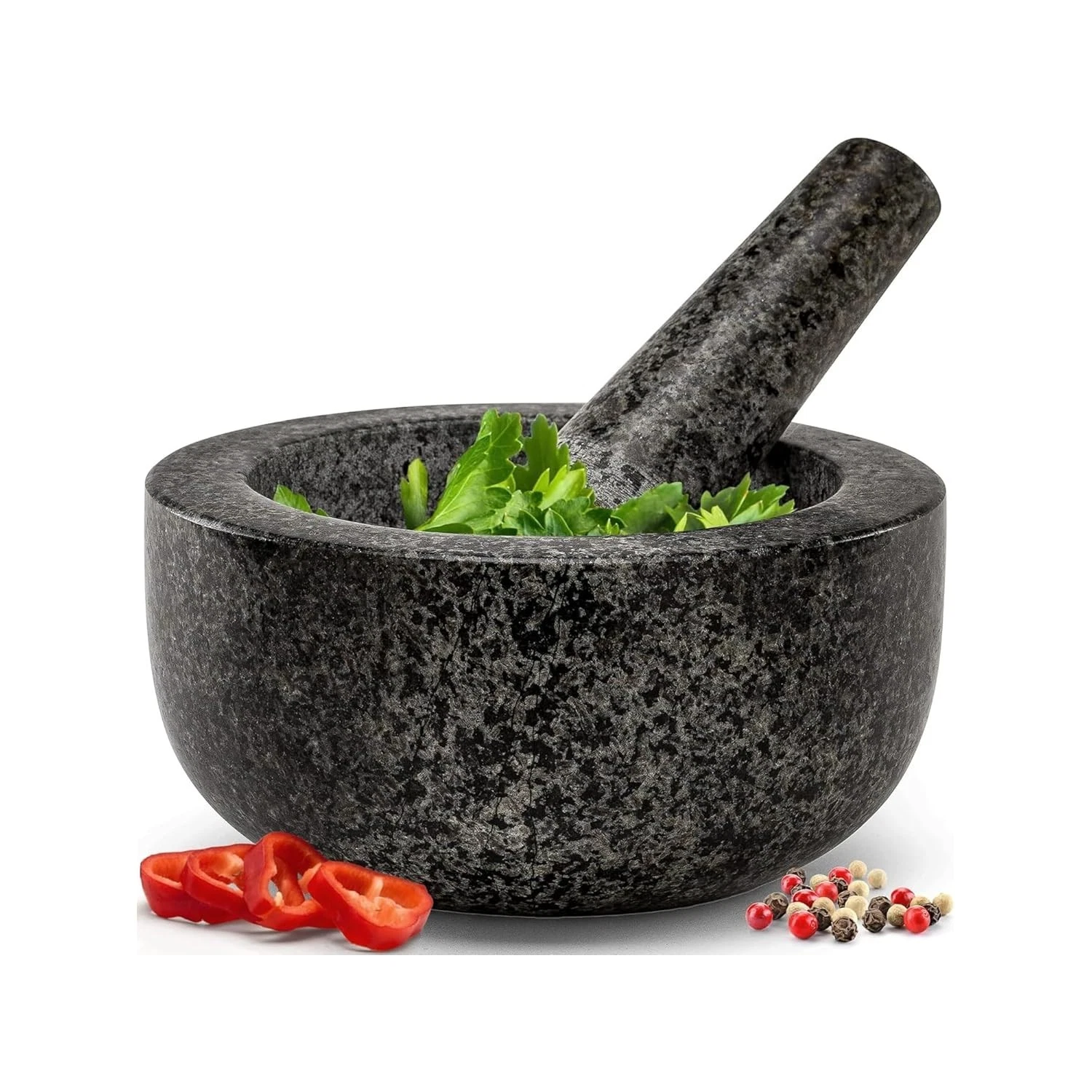 Pestle and Mortar Set – Premium Solid Natural Stone, Essential for Kitchen Essen