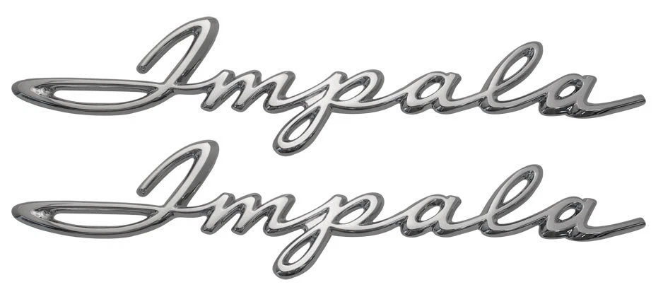 Chevy Impala 1962 62 cuarto panel emblema guiones IMPALA par de piezas de moldura Foto 2 de 4