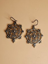 Vtg KENNETH COLE NEW YORK Signed Marcasite Bronze Dangle Earrings FREE $HIPPING!