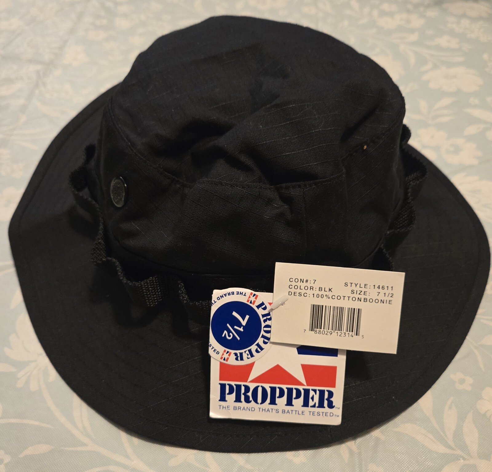 Propper MIL-Spec Cotton Boonie Hat with Adjustable Chin Strap and Vent Holes Size 7 1/2