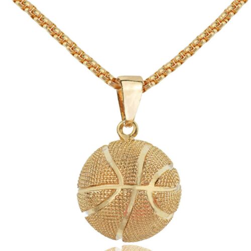 Basketball Necklace Women Men Stainless Steel Chain Jewellery Ring Pendant - Afbeelding 1 van 14