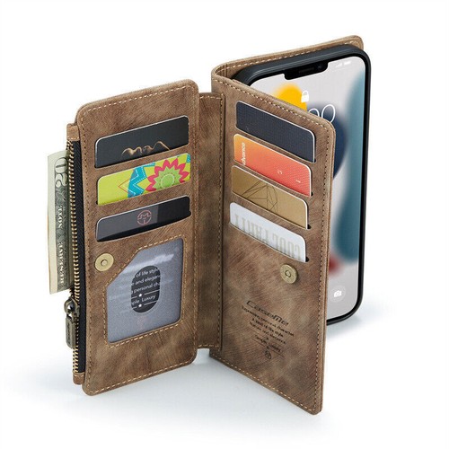 Zipper Leather Card Wallet Phone Case For iPhone 11 12 13 14 15 16 Pro Max XR XS - Picture 40 of 44