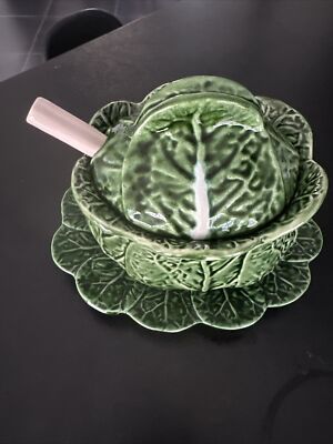 Alte Barbotine Kohl Suppenterrine Sofal