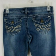 Bongo Distressed Studded Ripped Embroidered Whiskered Bootcut Jeans Size 3 28/30