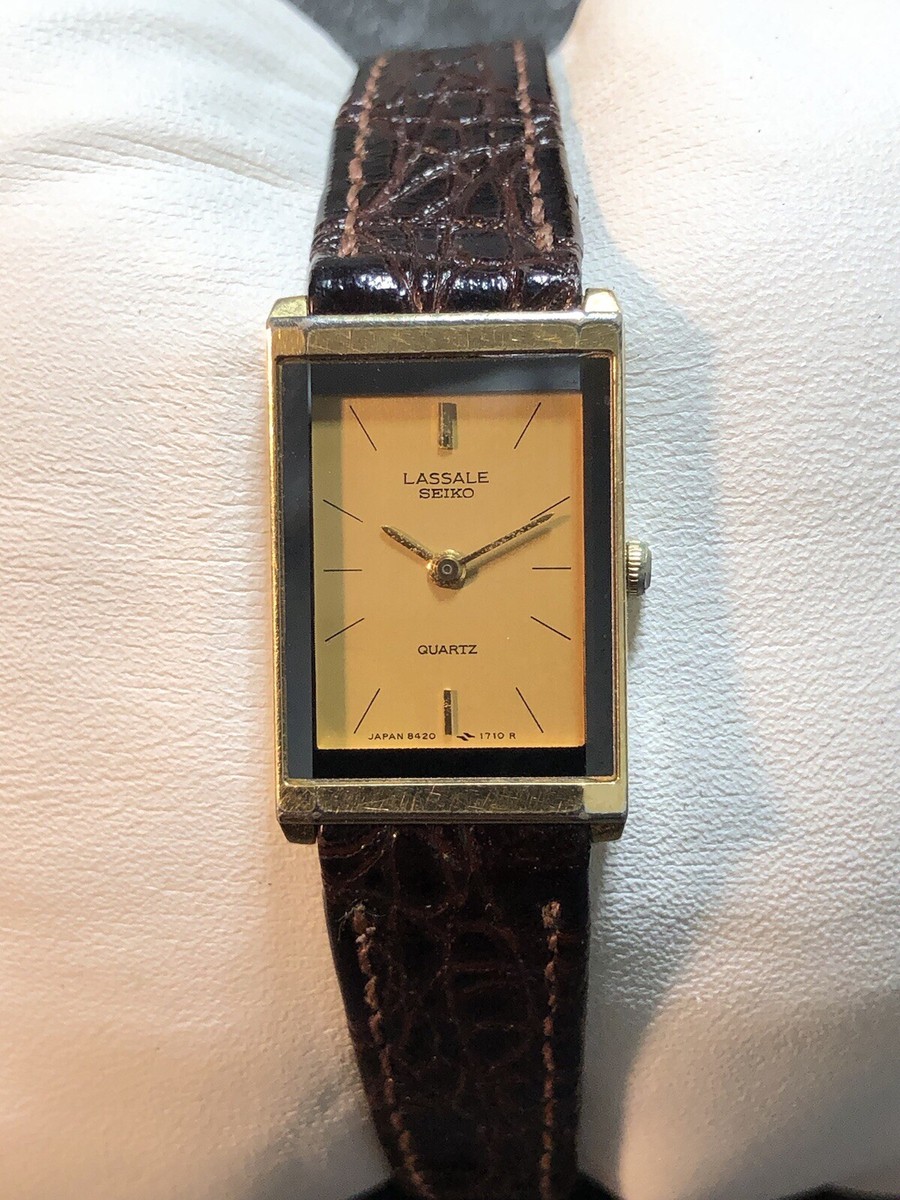 Vintage Lassale Seiko Women's Rectangle Tank Gold Tone Watch