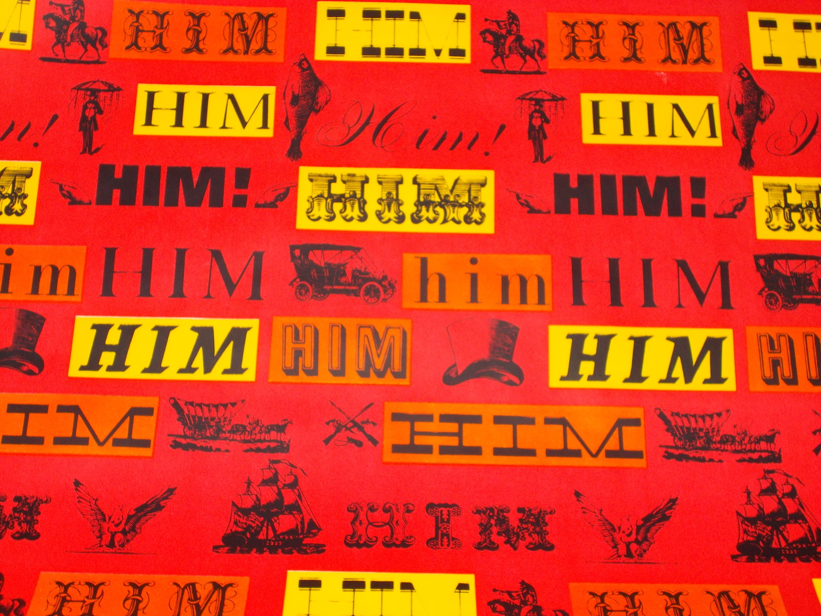 VTG FATHER'S DAY WRAPPING PAPER GIFT WRAP DAD POP HIM RETRO 1960 2 YARDS MENS