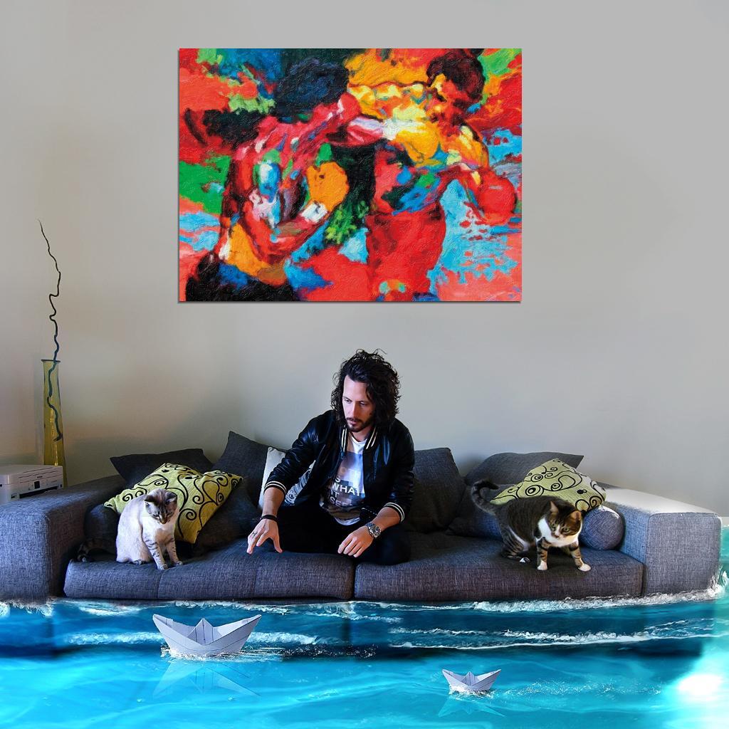 Apollo Creed Vs Rocky Balboa Poster - Hochformat Wasserfest Ungerahmt