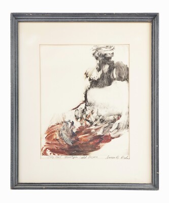 1965 Susan B. Hale Monotype Print on Paper ''Seated Figure'' Mid Century Vintage
