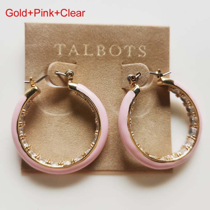 Talbots Enamel Hoop Earrings for Women - Chic Party & Vacation Jewelry in 3 Colors - Perfect Gift
