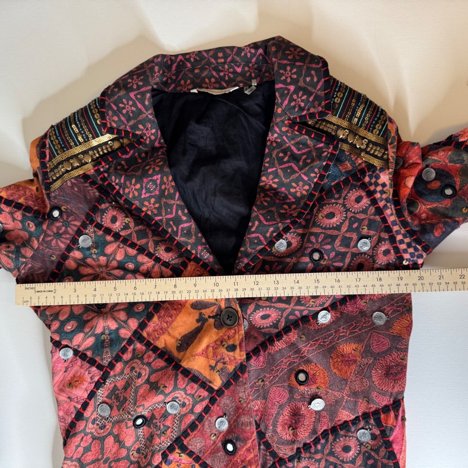 Soft Surroundings Patchwork Jacket Medium Sequin … - image 11