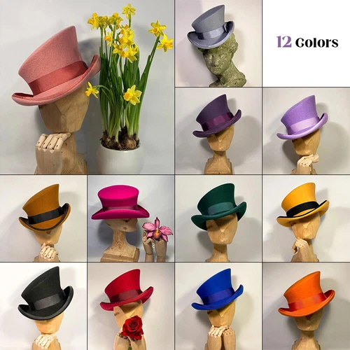 Kaschmir Mütze asymmetrisch Zylinder Unisex Steam Punk Wolle Party Kostüm Magic Cap - Bild 1 von 35