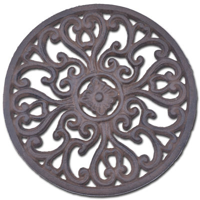 Flag Emotes Cast Iron Trivet Round Heart Design Kitchen Hot Pad