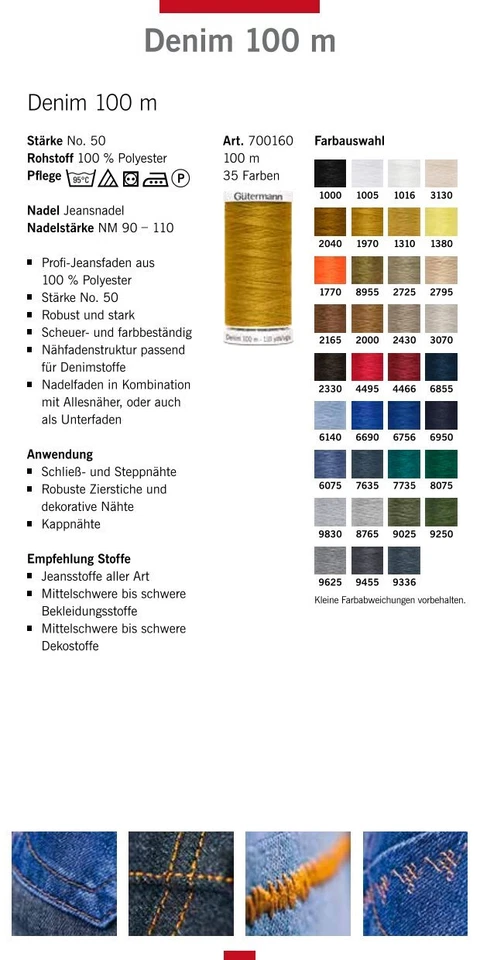 Denim 100m-von Gütermann creativ-Nähgarn-Jeansgarn