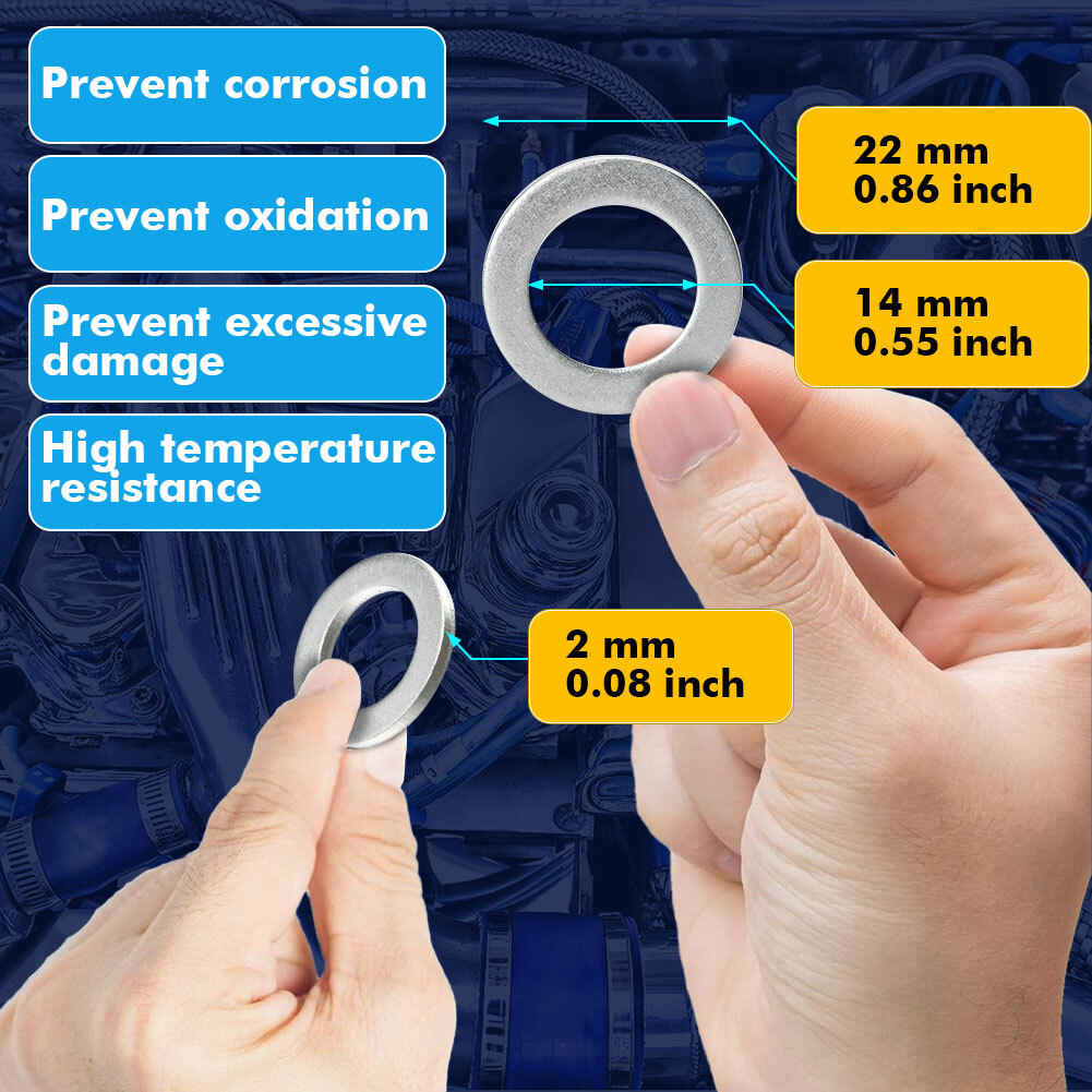 M14 Engine Oil Drain Plug Sealing Gaskets 94109-14000 Car Oil Pan Screw Washer Accessories For Honda Accord Civic CRV Acura
