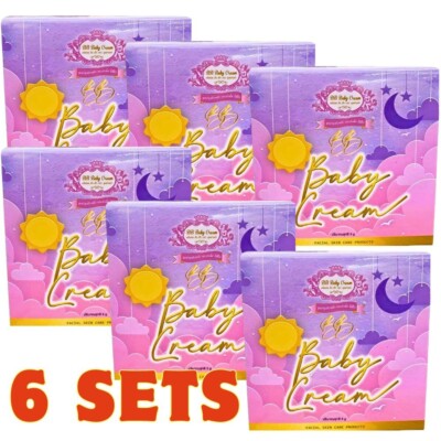 6x Moisturizing Serum BB Baby Cream Face Sunscreen Nourish Facial SPF60 Set 12g.