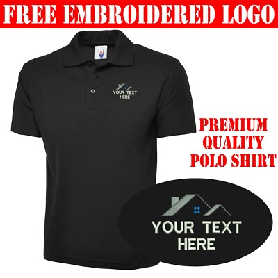 Personalisiertes besticktes Poloshirt Your Text Builder, Gebäude Arbeitsplatz Polo