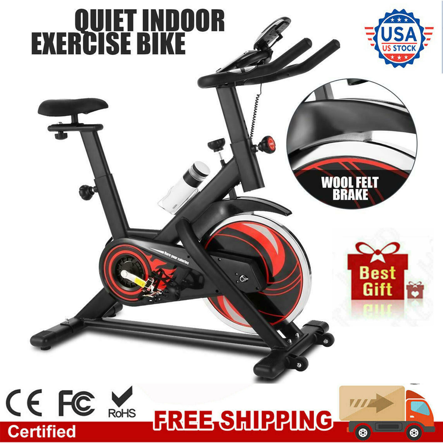 Stationary Exercise Bike Belt Drive Indoor Cycling Cardio Workout Bik USA STOCK~