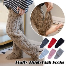 Fluffy Thigh High Socks Legs Snuggle Fuzzy Leggings Over Knee Hairy Stockings