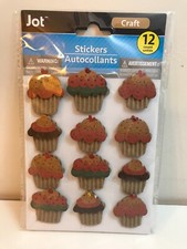 Crafters Pop Up Stickers 3D Cupcakes Cardboard Brown Paper Cupcake Cute Rustic