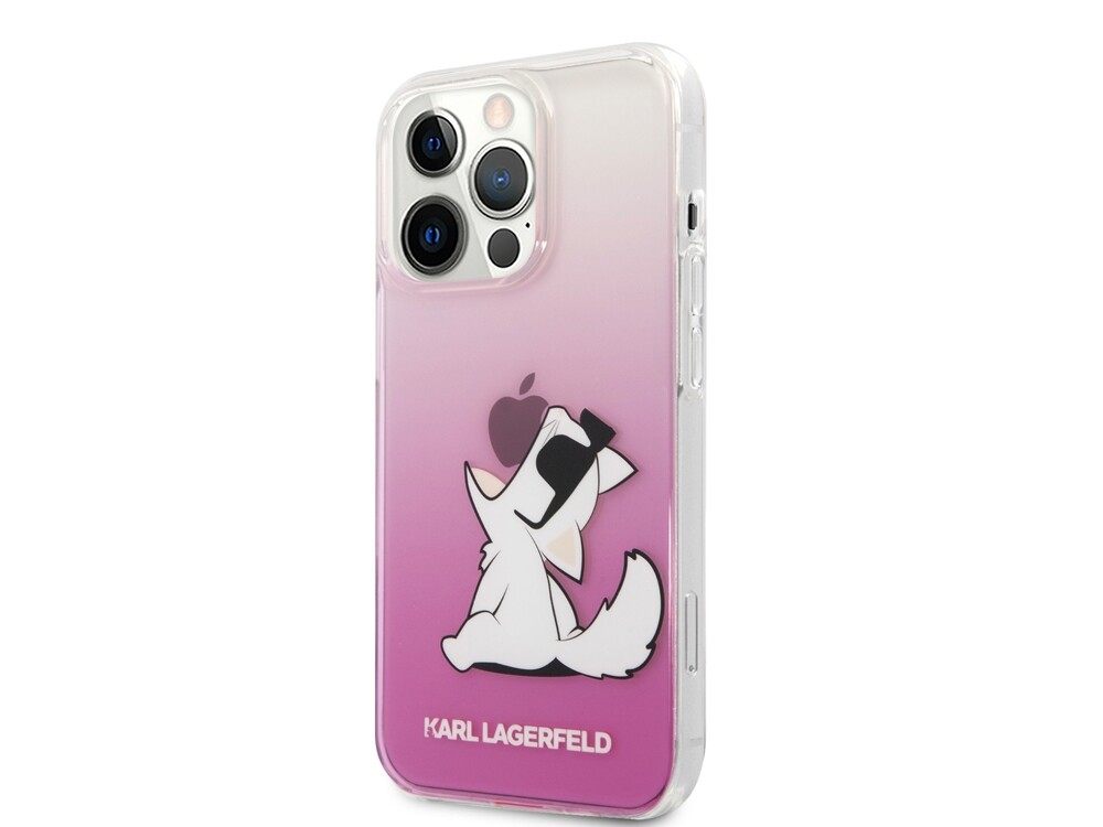 Karl Lagerfeld, Cover per iPhone 14 Pro Max Choupette Eat, Rosa