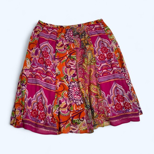 AUSWAHL heller & lebendiger knielanger Rock Gr. UK 24 US 20 abstrakt Gypsy Boho - Bild 7 von 7
