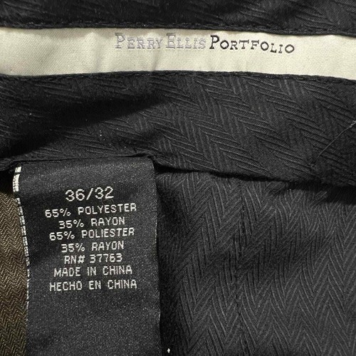 Perry Ellis Portfolio Men's 36x32 Flat Front Straight Brown Suit Dress Pants - Picture 4 of 10