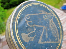 URALTE BLECH DOSE MOTIV PFERD KOPF  TIN CAN RARE PREWAR ART DECO VINTAGE HORSE