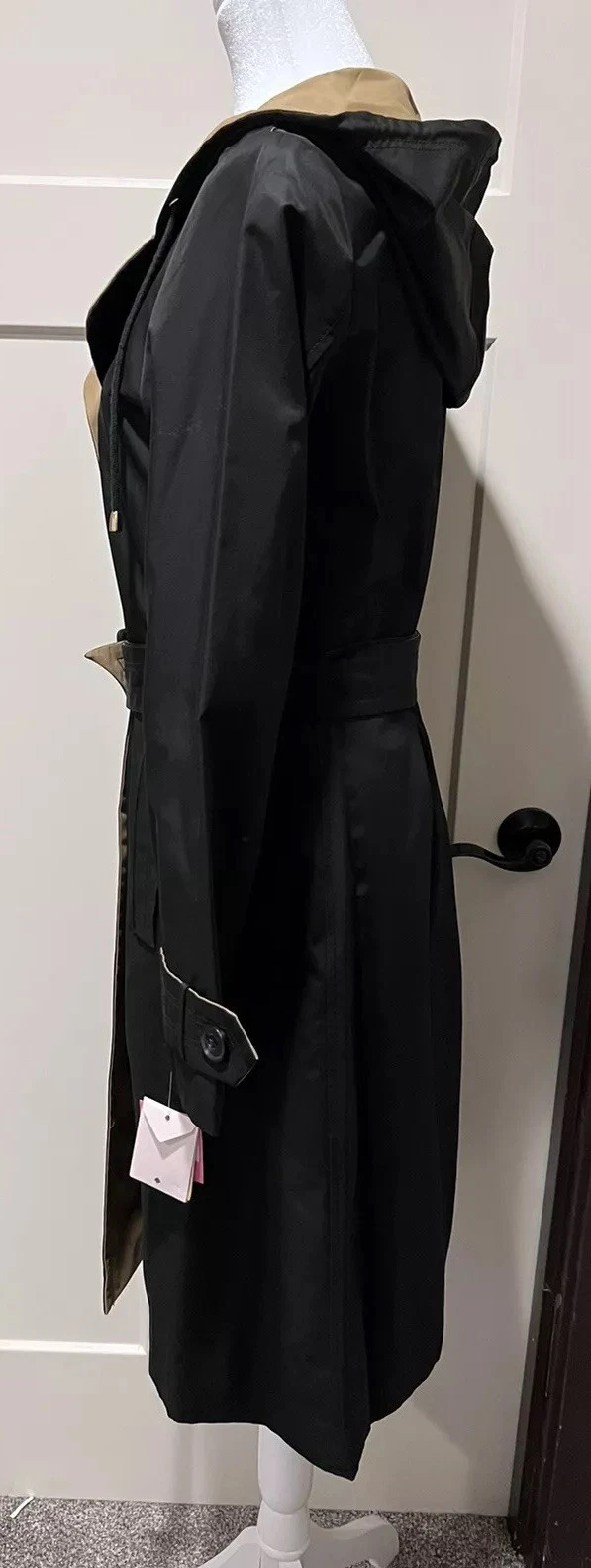 Trench coat Kate Spade New York nero nuovo kaki francese taglia S K29799 41" nuovo con etichette