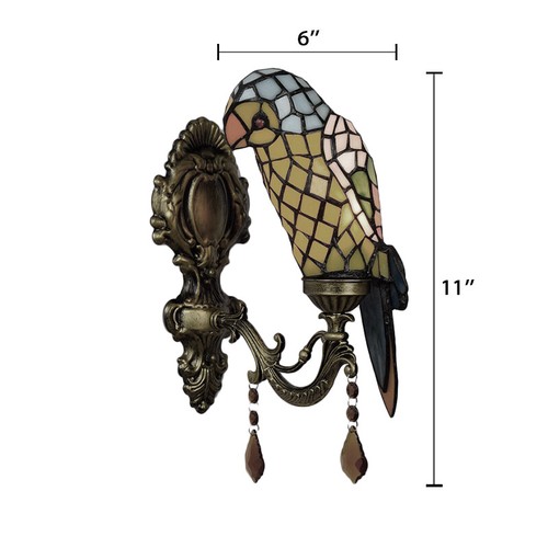 Mission Tiffany Light Parrot Shade Wall Light Stained Glass Art Deco Wall Sconce - Picture 2 of 9