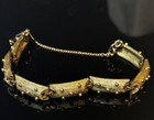 Monet Art Deco Bracelet Etched Panel Links w/Delicate Designs Gold Tone•Signed