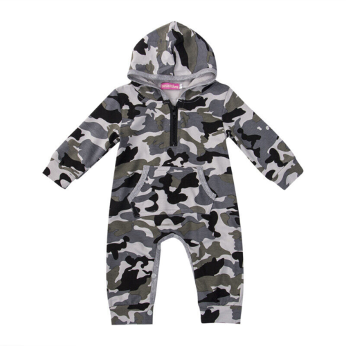 Newborn Baby Boys Girls Warm Infant Hoodie Jumpsuit Romper Kids Bodysuit Outfits - Picture 2 of 11